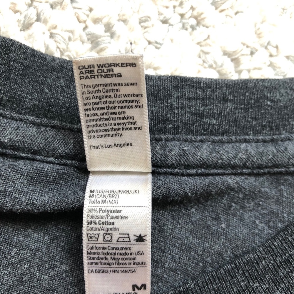 USA Flag Charcoal Gray Cotton/Poly T-Shirt Medium - Picture 5 of 15